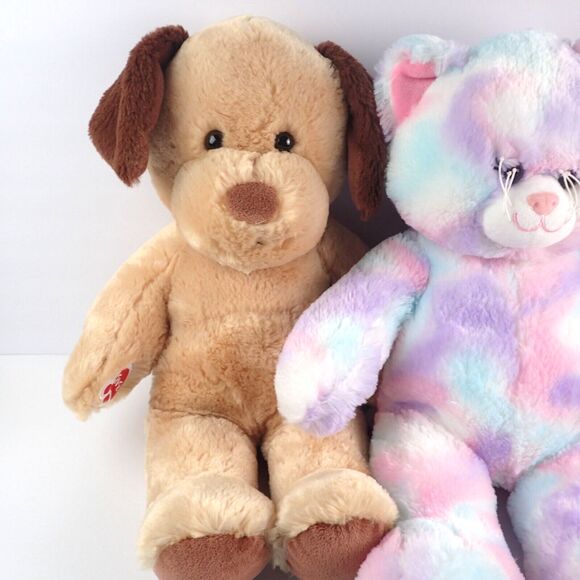 Build a Bear Lot of 3 Rabbit Puppy and Pastel Kitty Cat 16" Plush Dolls - Picture 2 of 10